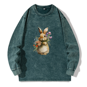 Cute Rabbit Print Sweater Sweatshirt Front and back prints can be customized for hoodies with round collars and multiple colors to choose