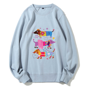 Color Cartoon Puppy Print Casual Sweatshirt High Quality Soft Pure Cotton Fabric Fashion Trend New Sweater Loose Clothes