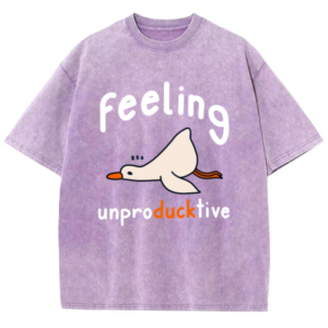 Unproducktive feeling Goose Print Cotton T-Shirt Unisex Crew Neck Vintage Washed Short Sleeves  New Arrivals High-Quality