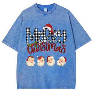 Checked Christmas Printed T-Shirt Unisex American Casual Cotton Short Sleeve Multi-Color Soft Oversize Festive Clothing