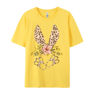 Cotton Crew Neck T-Shirt Sexy Leopard Print Rabbit Print Short Sleeve High Quality Casual Wear Fashion Designer New Top Outfit